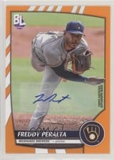 2023 Topps Big League Electric Orange Autographs Freddy Peralta #154 card