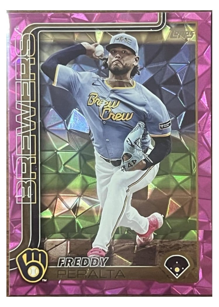 2025 Topps Base Set Freddy Peralta Pink Diamante Foil #61 card