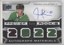 2022-23 Upper Deck Premier 2022 Premier Rookie Autograph Jersey Fredrik Karlstrom #PRA-FK card