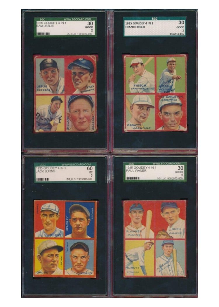 1935 Goudey 4 in 1 Frey, Leslie, Stripp, W. Clark #4E card