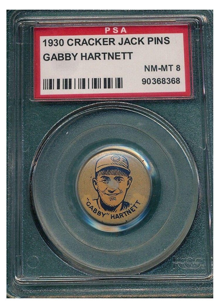 1930 Cracker Jack Pins Gabby Hartnett card