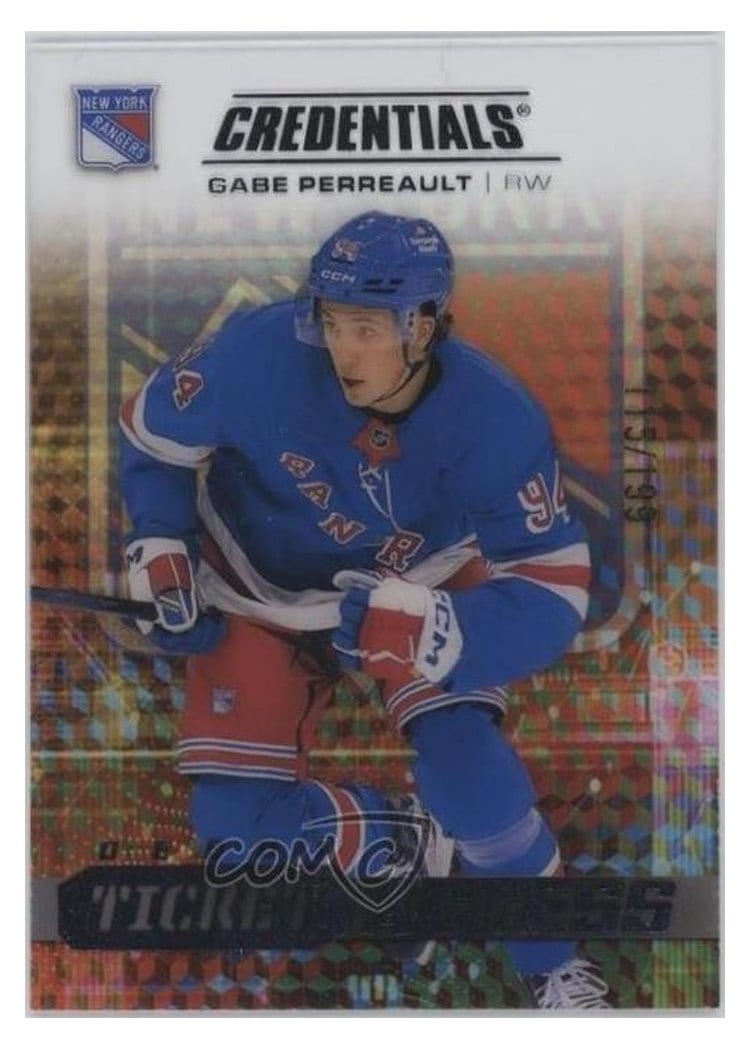 2025-26 Upper Deck Credentials Acetate Debut Ticket Access Gabe Perreault #DTAA-GP card