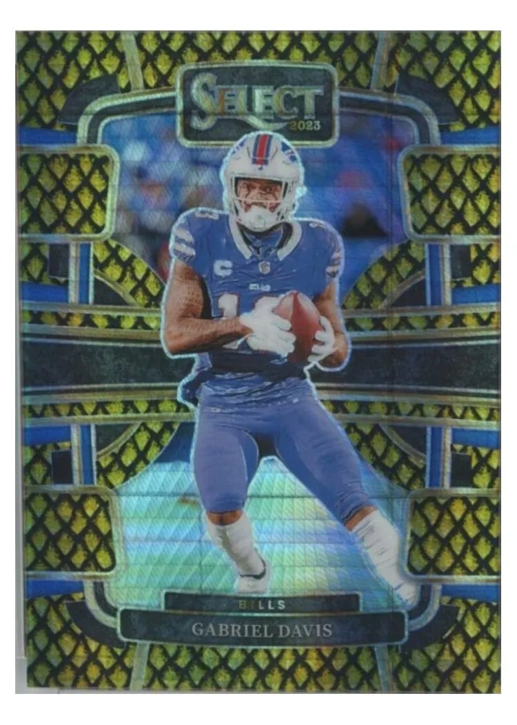 2023 Panini Select Base Set Gabriel Davis Dragon Scale Gold Prizm #11 card
