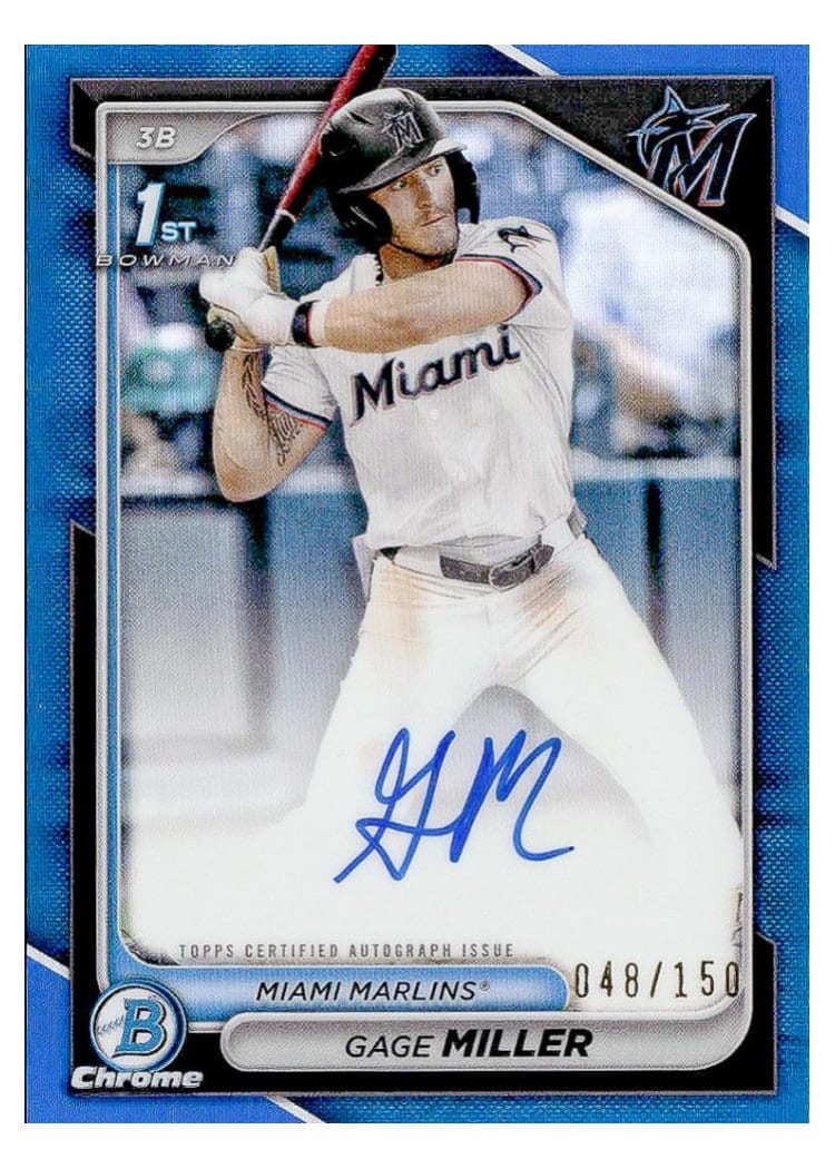 2024 Bowman Draft Chrome Prospect Autographs Gage Miller Blue Refractor #CPA-GM card