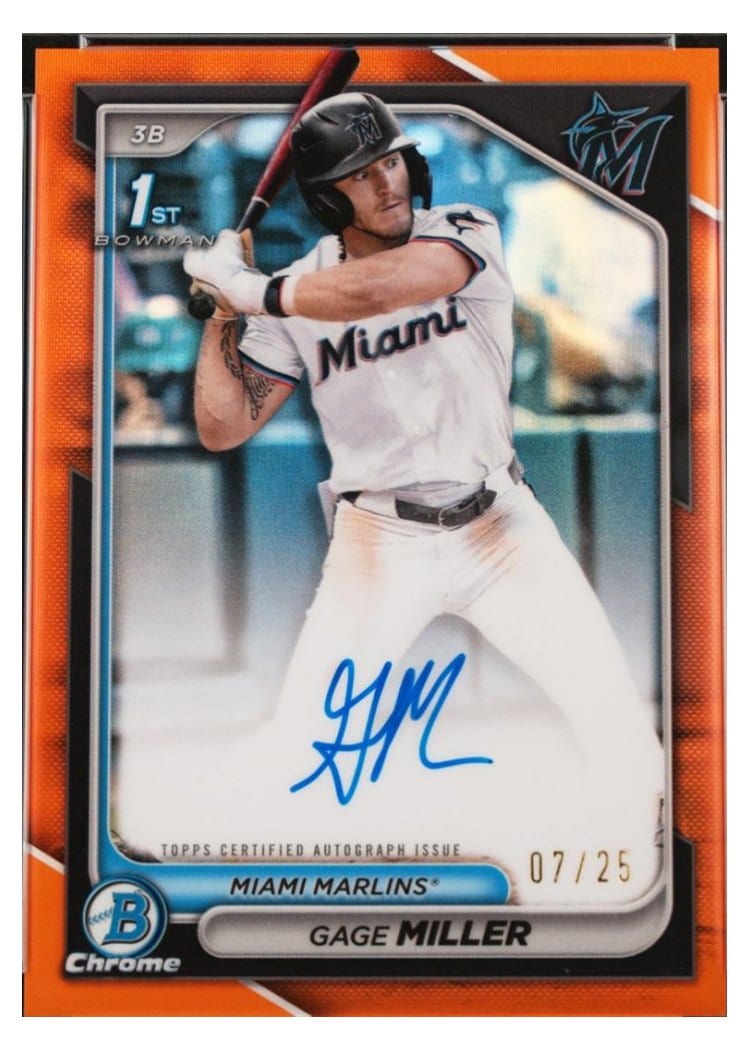 2024 Bowman Draft Chrome Prospect Autographs Gage Miller Orange Refractor #CPA-GM card