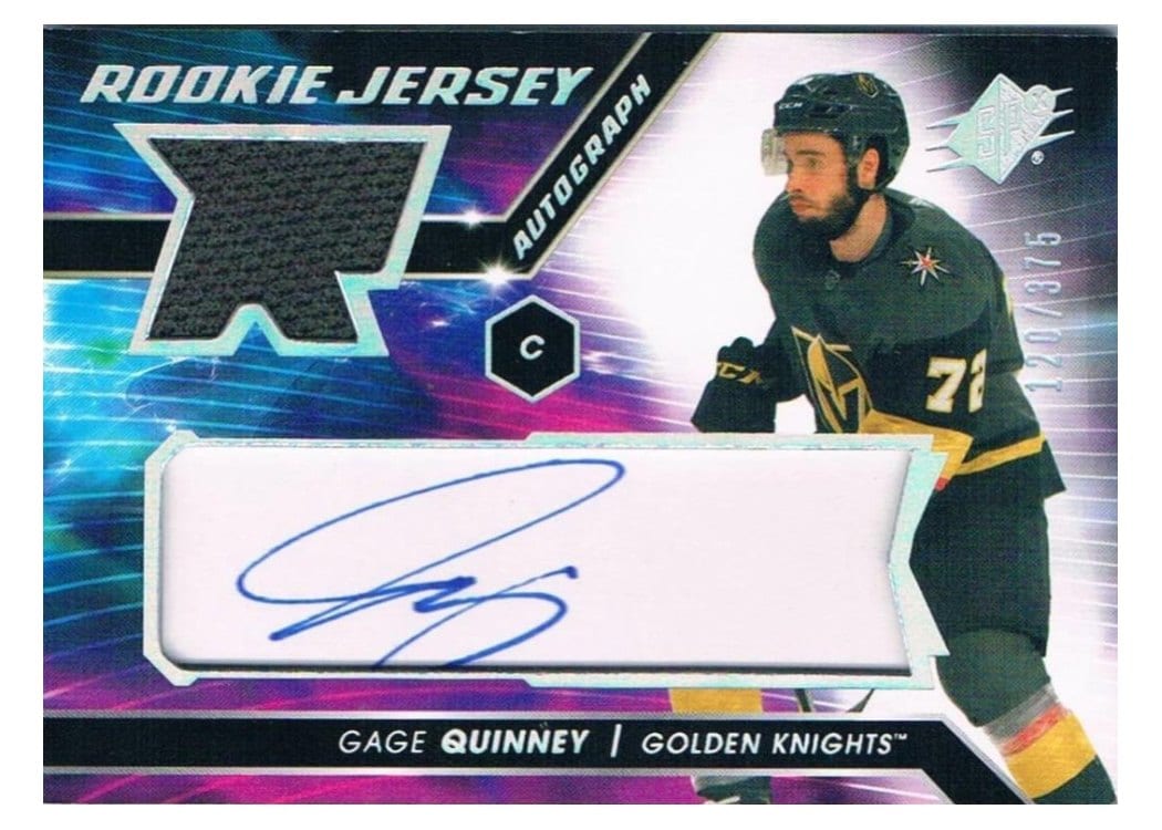 2020-21 SPx Rookie Autograph Jersey Gage Quinney #GQ card