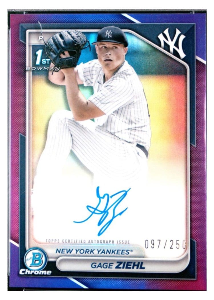 2024 Bowman Draft Chrome Prospect Autographs Gage Ziehl Purple Refractor #CPA-GZ card