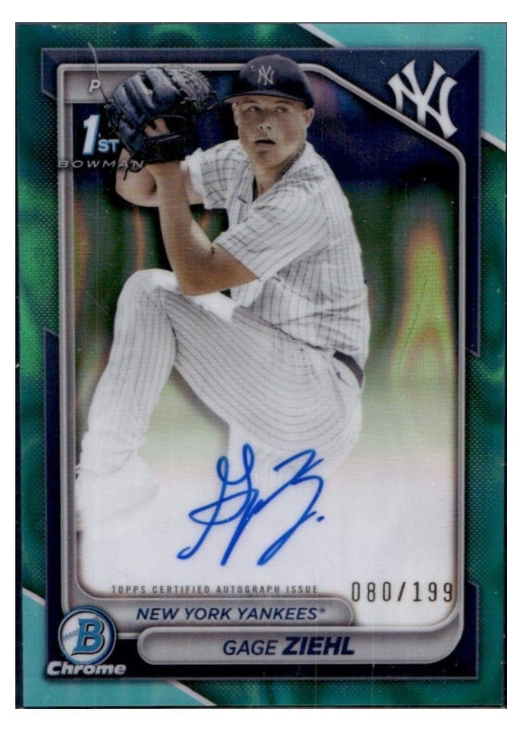 2024 Bowman Draft Chrome Prospect Autographs Gage Ziehl Aqua Lava Refractor #CPA-GZ card