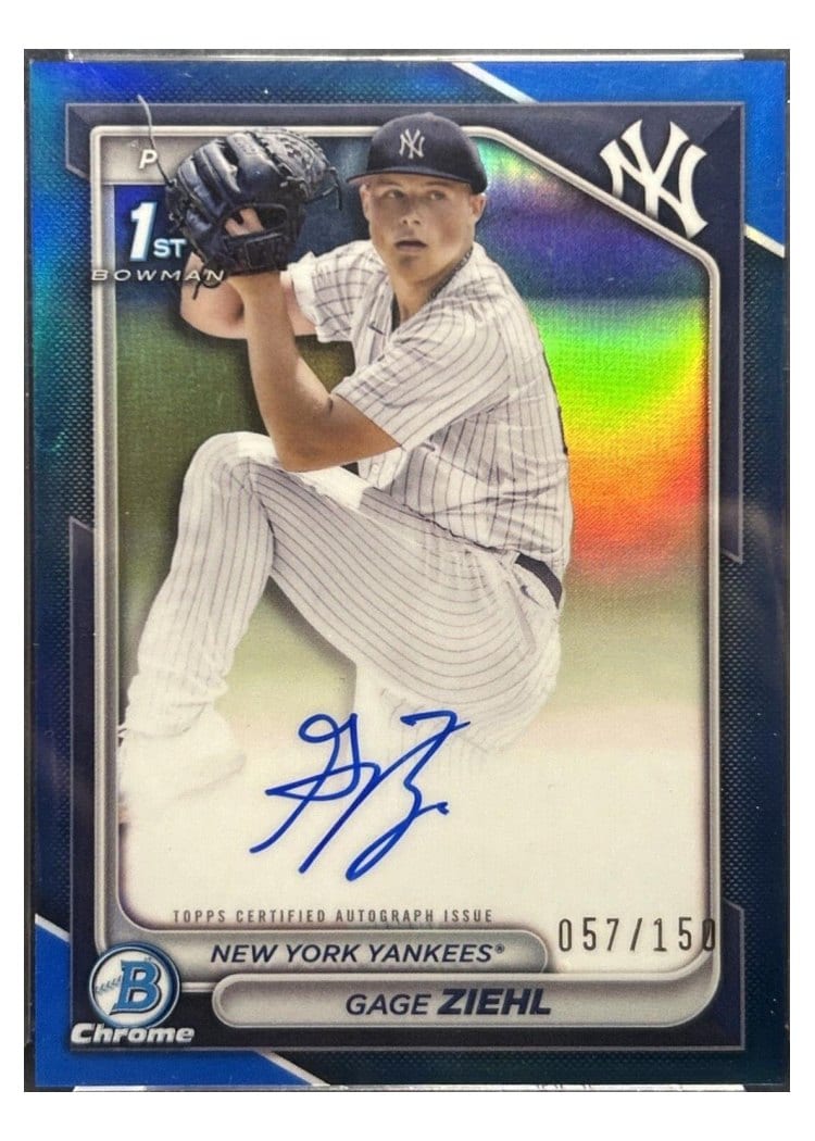 2024 Bowman Draft Chrome Prospect Autographs Gage Ziehl Blue Refractor #CPA-GZ card