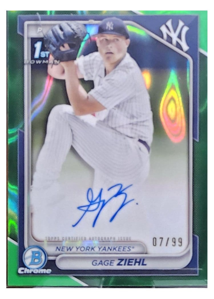 2024 Bowman Draft Chrome Prospect Autographs Gage Ziehl Green Refractor #CPA-GZ card
