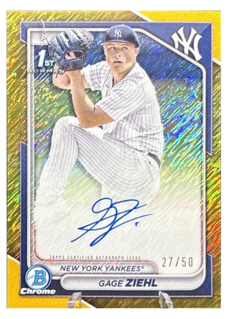 2024 Bowman Draft Chrome Prospect Autographs Gage Ziehl Shimmer Gold Refractor #CPA-GZ card