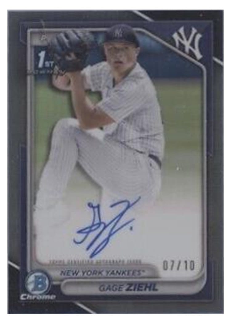 2024 Bowman Draft Chrome Prospect Autographs Gage Ziehl Black Refractor #CPA-GZ card