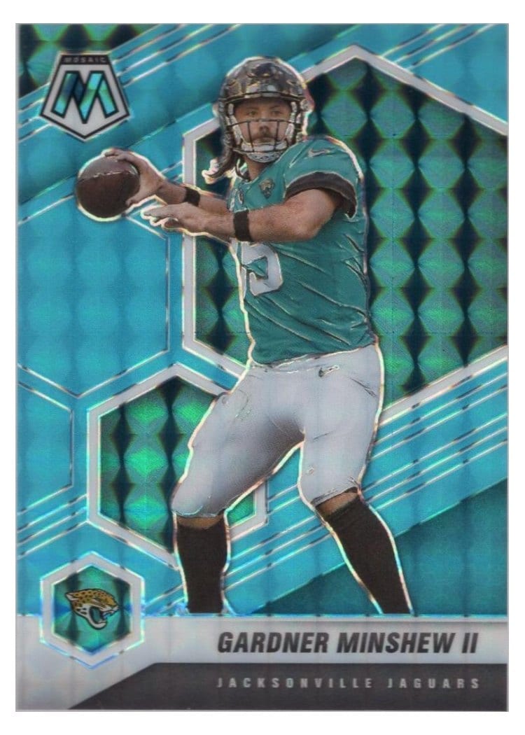2021 Panini Mosaic Base Set Gardner Minshew II Blue Fluorescent #98 card