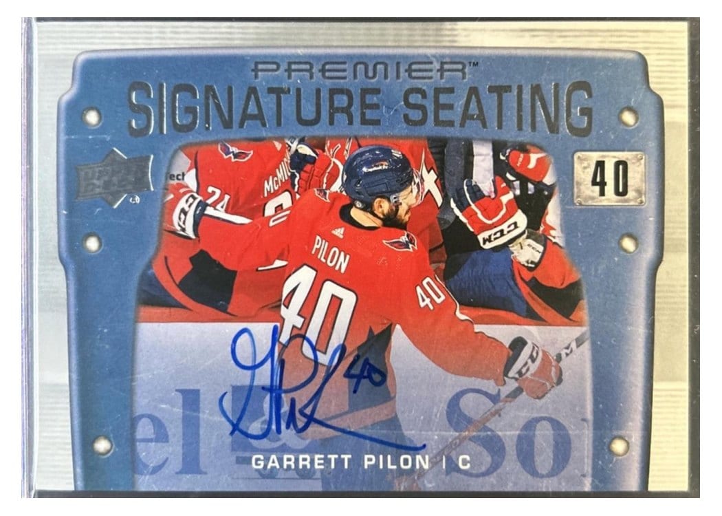 2021-22 Upper Deck Premier Premier Signature Seats Garrett Pilon #PSS-GP card