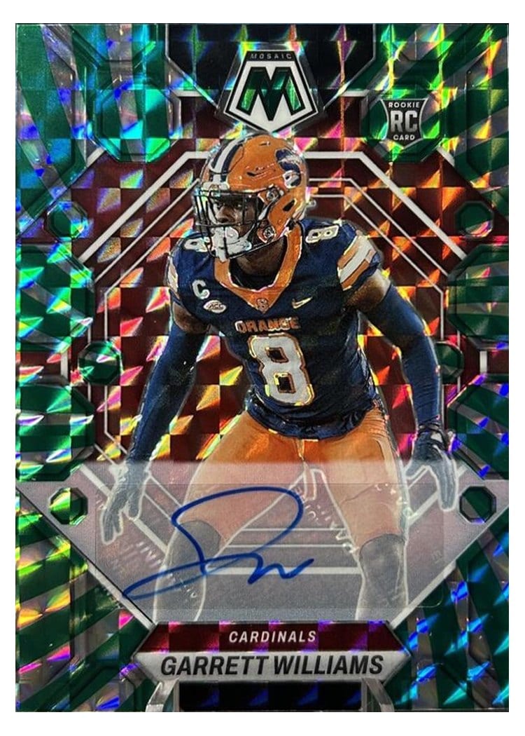 2023 Panini Mosaic Base Set Garrett Williams Autograph Green Swirl #321