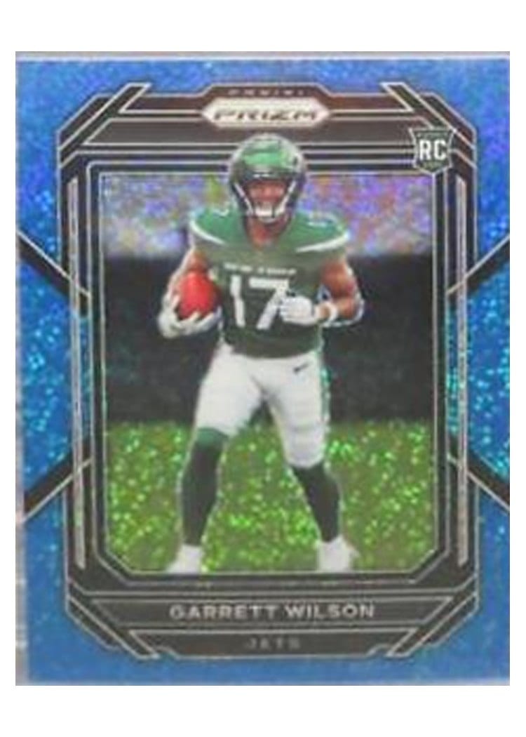 2022 Panini Prizm Base Set Garrett Wilson Blue Sparkle #309 card