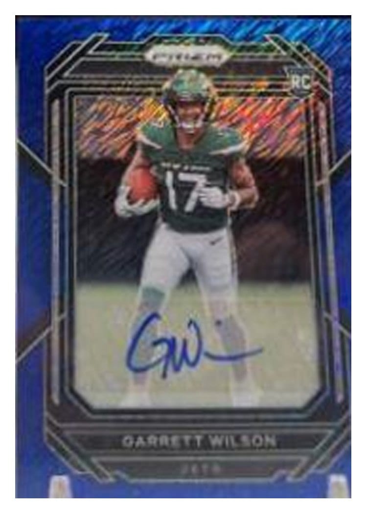 2022 Panini Prizm Base Set Garrett Wilson Autograph Blue Shimmer #309 card
