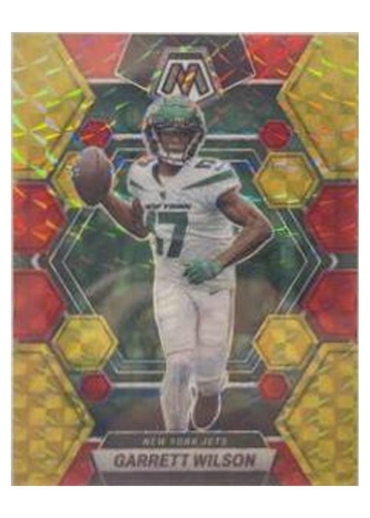 2023 Panini Mosaic Base Set Garrett Wilson Choice Fusion Red Yellow #75 card