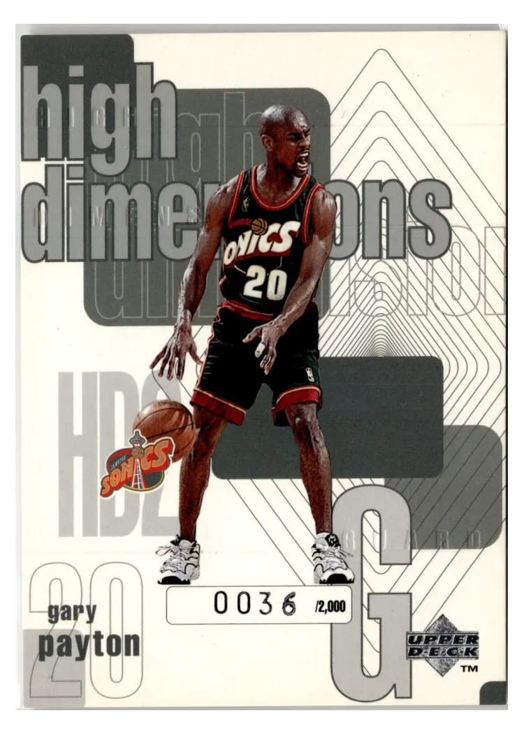 1997 Upper Deck High Dimensions Gary Payton #HD2 card