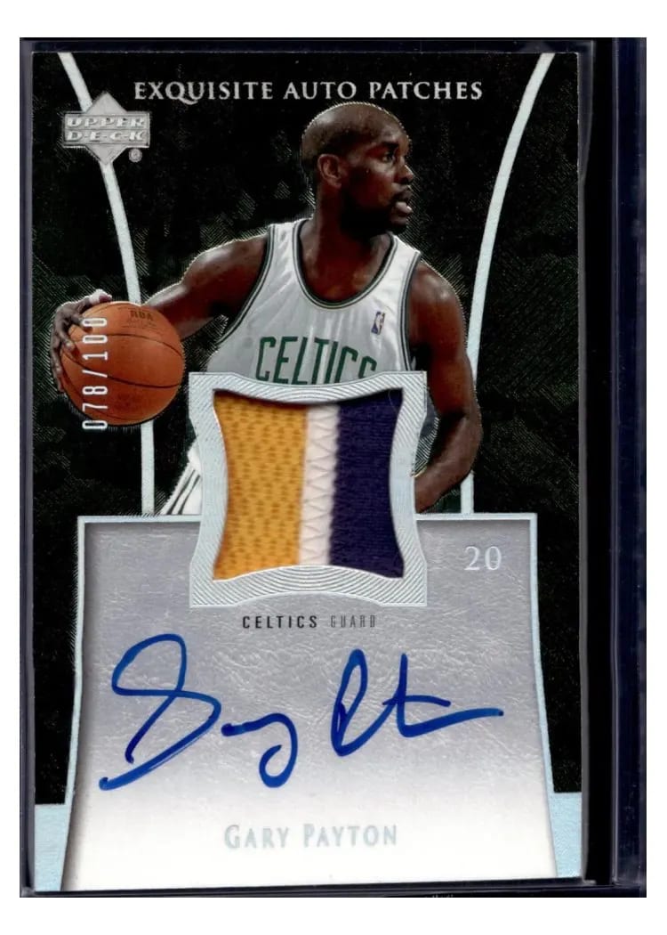 2004 Upper Deck Exquisite Collection Patch Autograph Gary Payton Autograph #AP-GP card