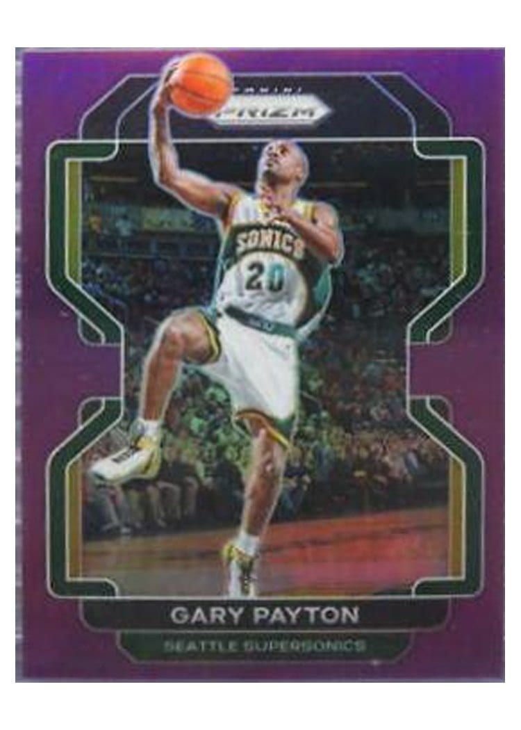 2021-22 Panini Prizm Base Set Gary Payton Purple Hyper Prizm #257 card
