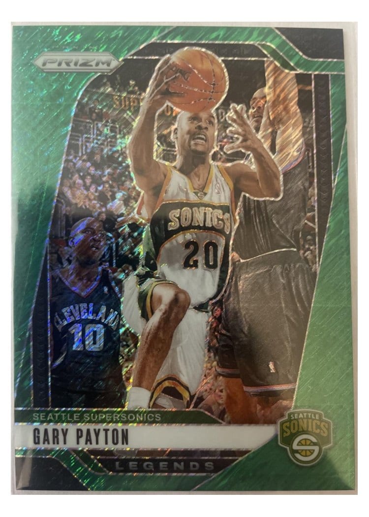2024-25 Panini Prizm Base Set Gary Payton Green Shimmer FOTL #286 card