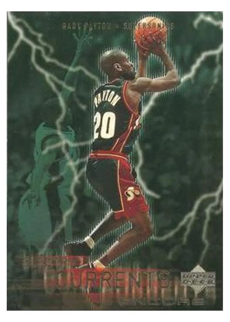 1999 Upper Deck Encore Electric Currents Gary Peyton #EC7 card