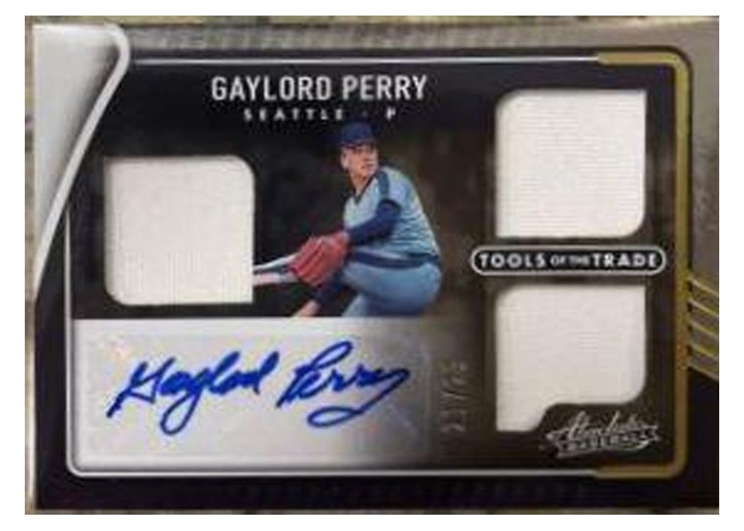 2022 Panini Absolute Tools of the Trade 3 Swatch Signatures Gaylord Perry #TT3S-GP card