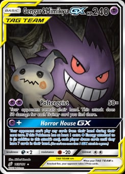 2019 Team Up Gengar & Mimikyu-GX #165 card