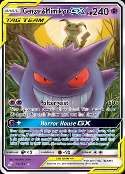 2019 Team Up Gengar & Mimikyu-GX #53 card
