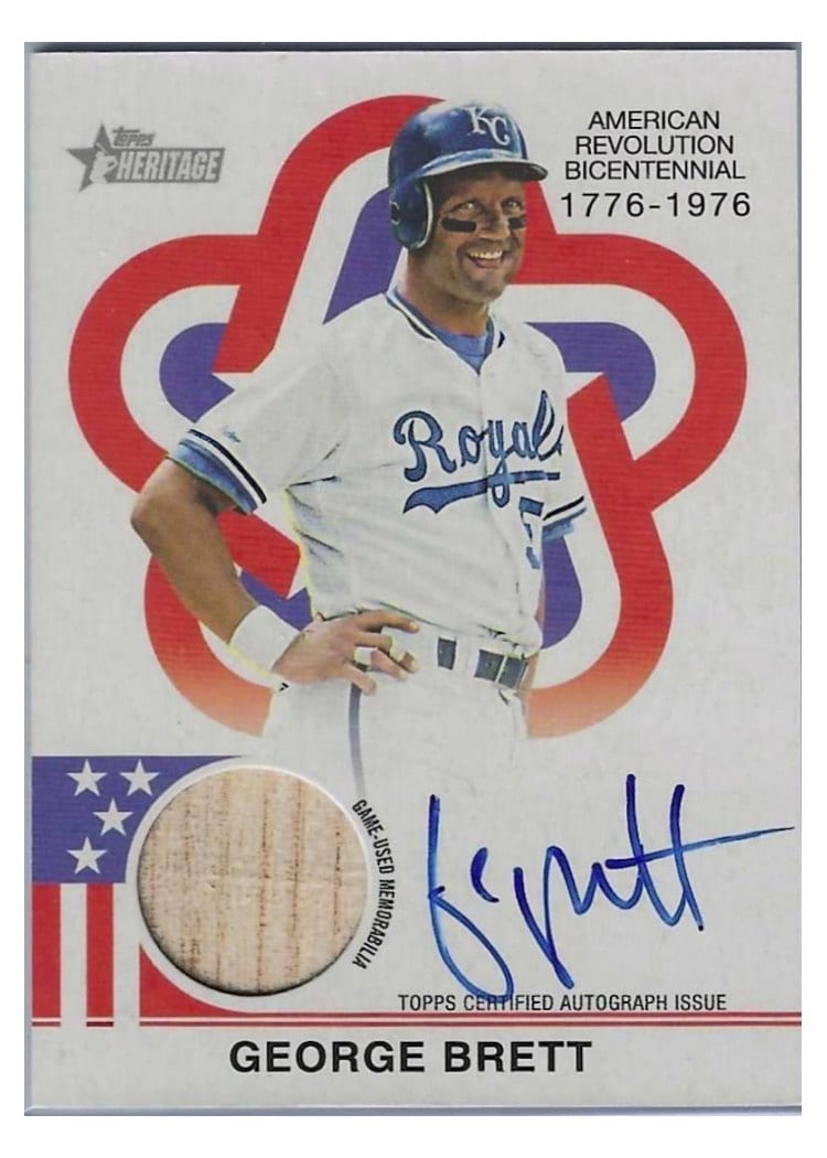 2025 Topps Heritage Bicentennial Autographed Relic George Brett #BAR-GB card