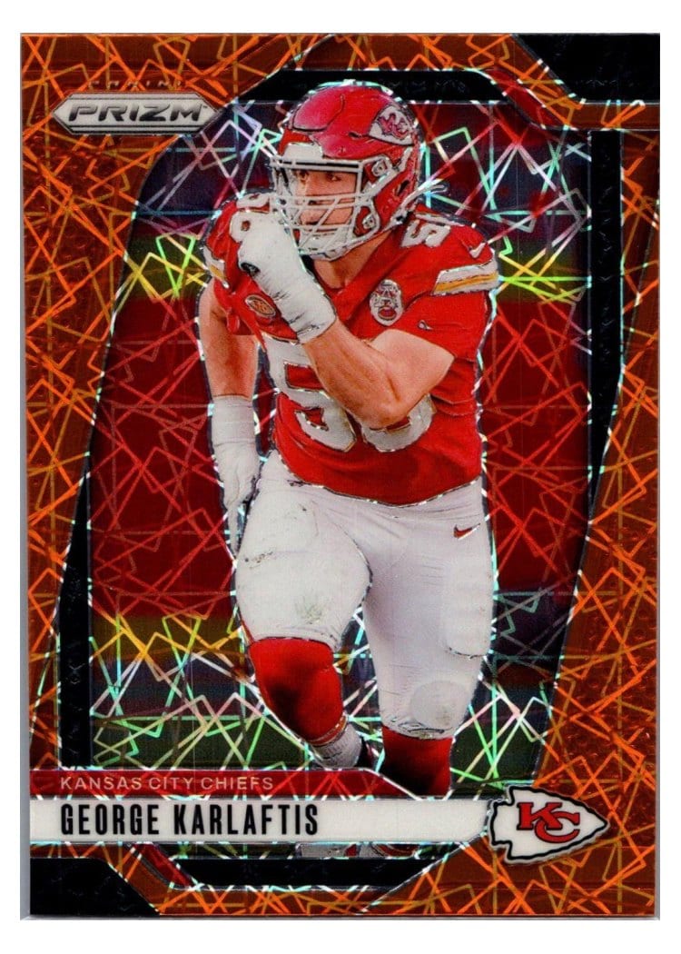 2024 Panini Prizm Base Set George Karlaftis Orange Lazer #142 card