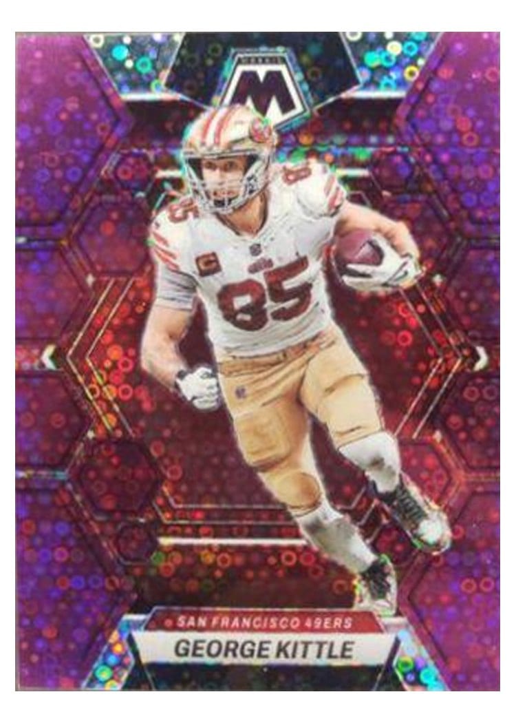 2023 Panini Mosaic Base Set George Kittle No Huddle Purple #214 card