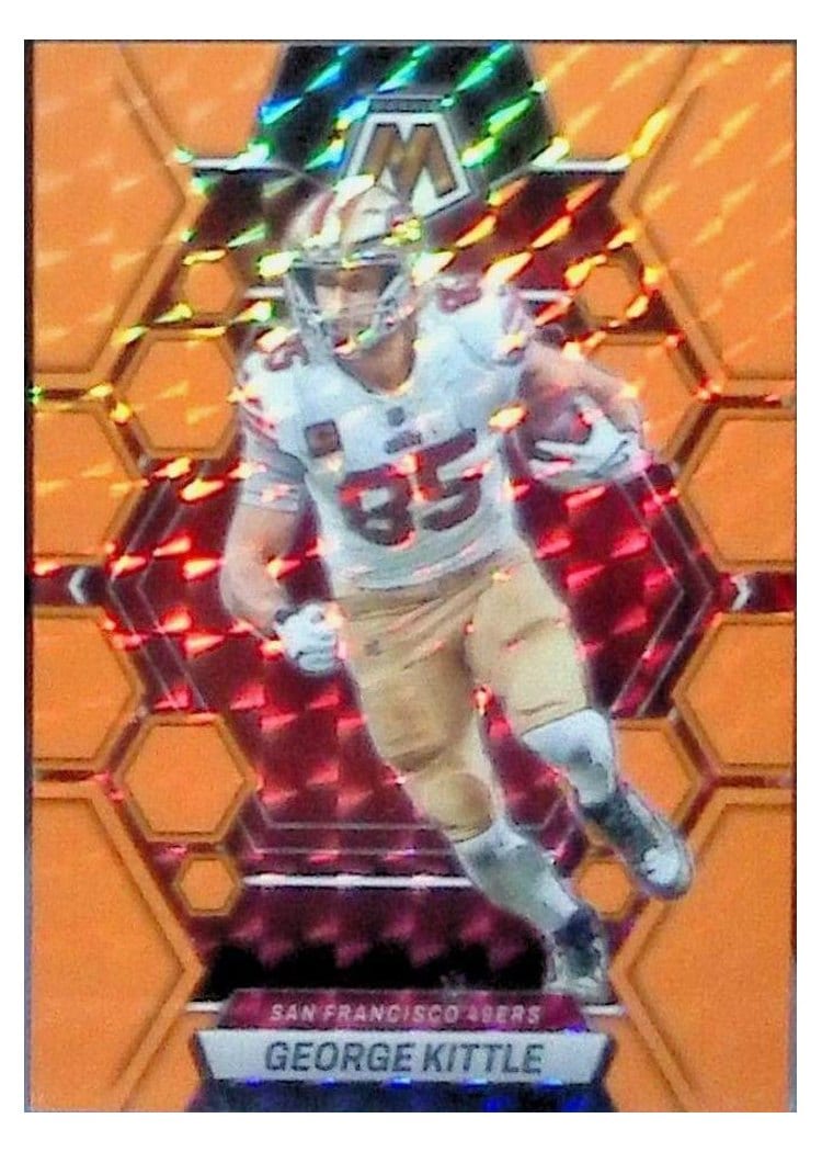 2023 Panini Mosaic Base Set George Kittle Orange Fluorescent #214 card