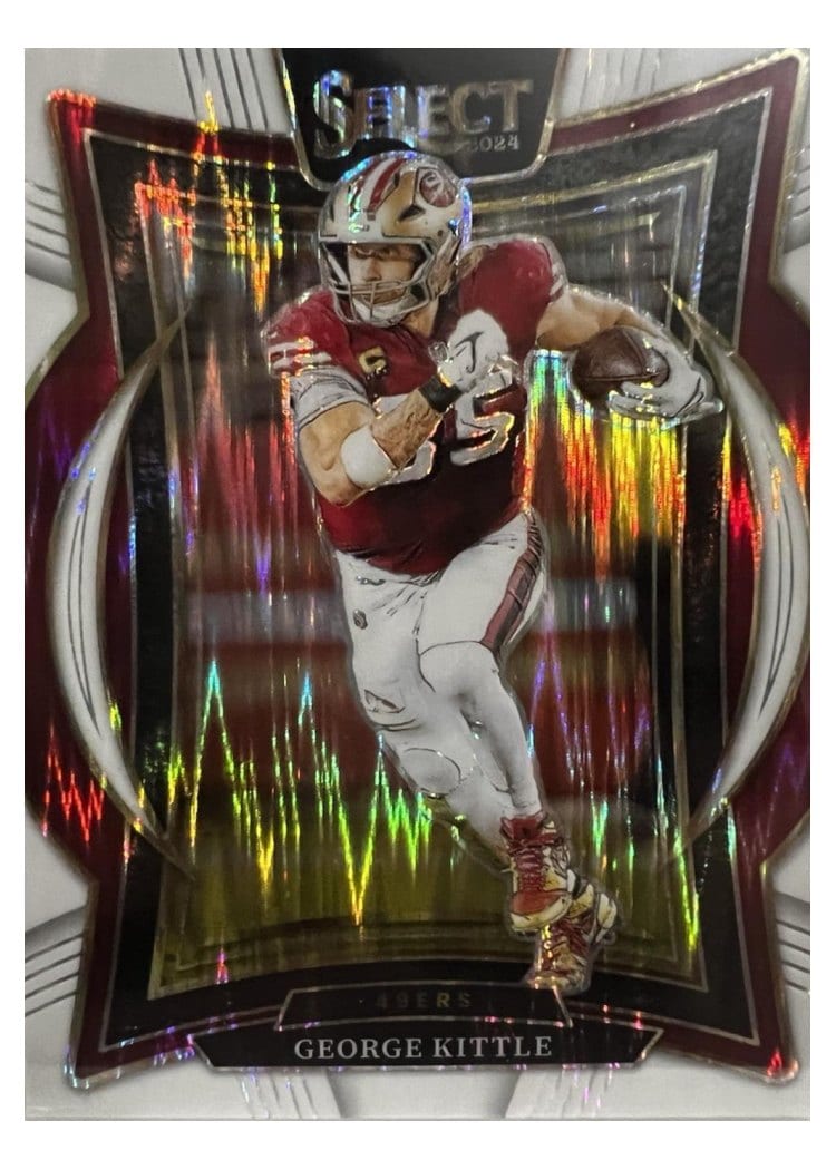 2024 Panini Select Base Set George Kittle White Prizm Shock #58 card