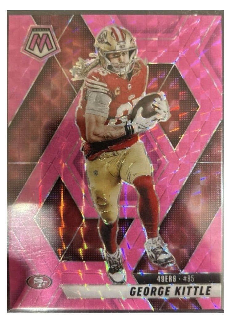 2025 Panini Mosaic Base Set George Kittle Pink Fluorescent #46 card