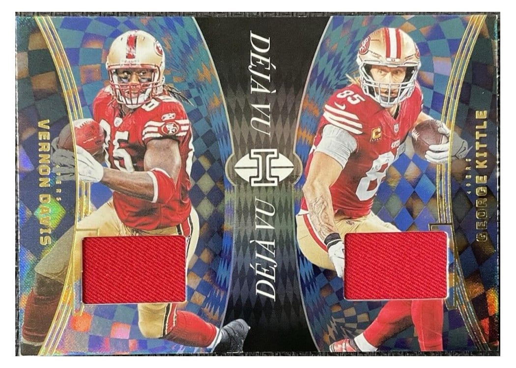 2024 Panini Illusions Deja Vu Dual Relics George Kittle/Vernon Davis #7 card