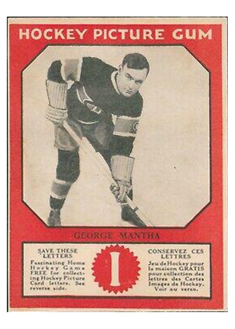 1933 V252 Canadian Gum George Mantha card