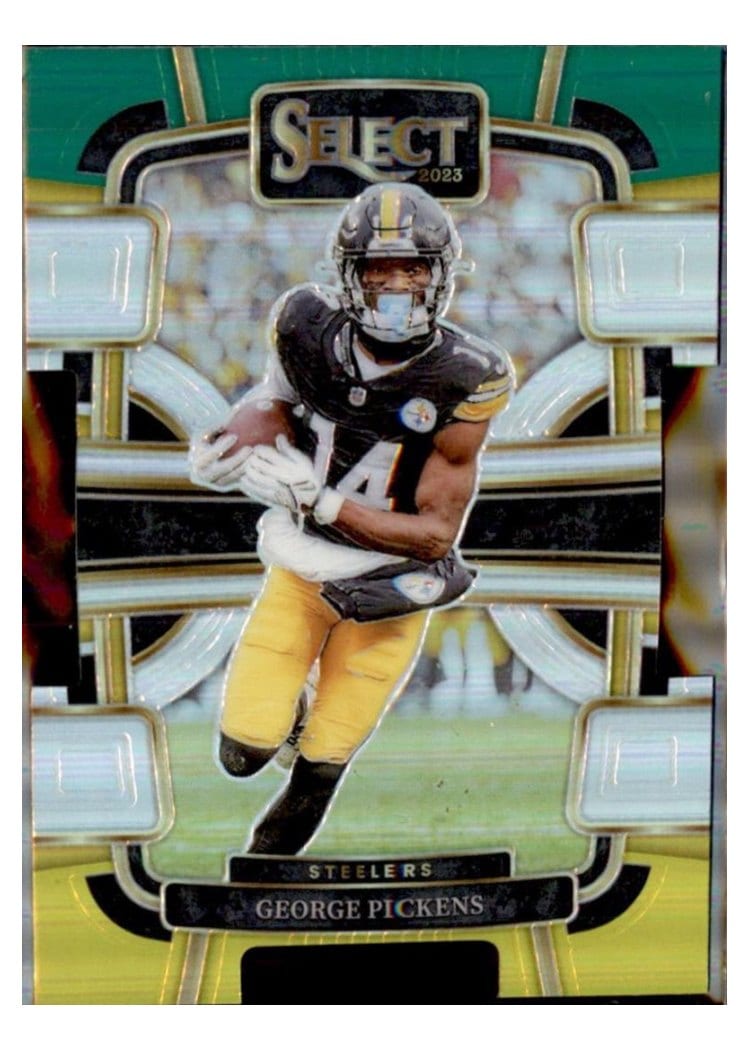 2023 Panini Select Base Set George Pickens Green Yellow Prizm Die-Cut #83 card