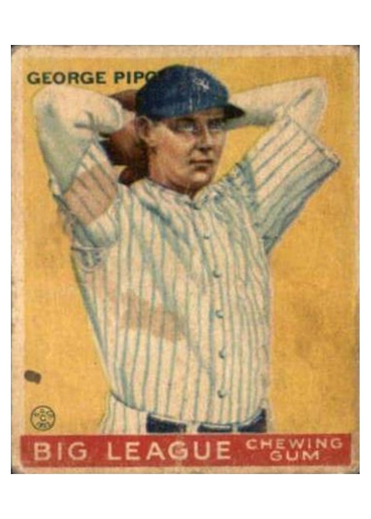 1933 World Wide Gum George Pipgras #12 card