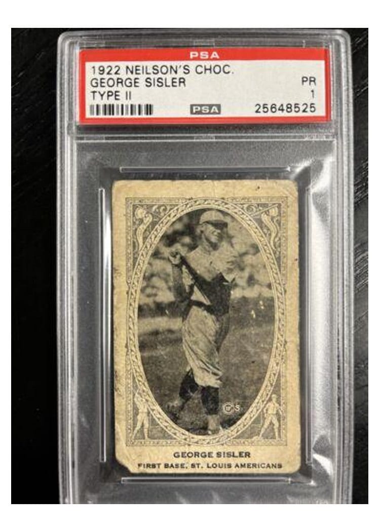 1922 Neilson's Chocolate Type II George Sisler card