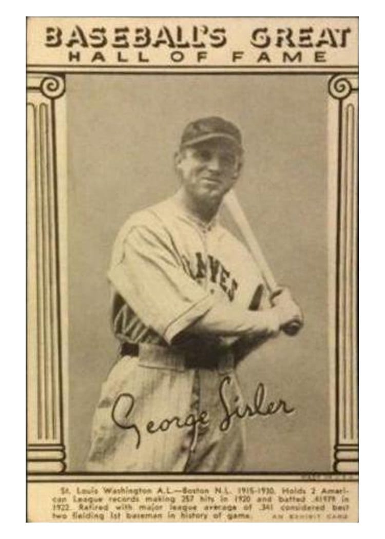 1948 Baseball's Great Hall of Fame Exhibits George Sisler card