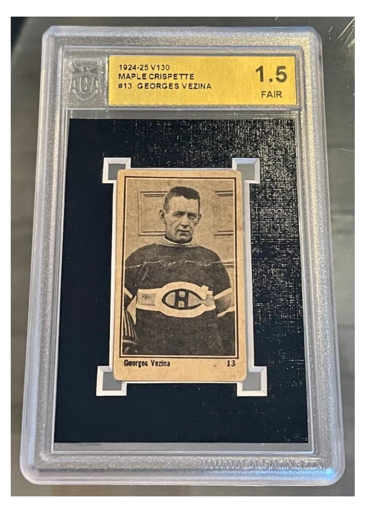 1924 V130 Maple Crispette Georges Vezina #13 card