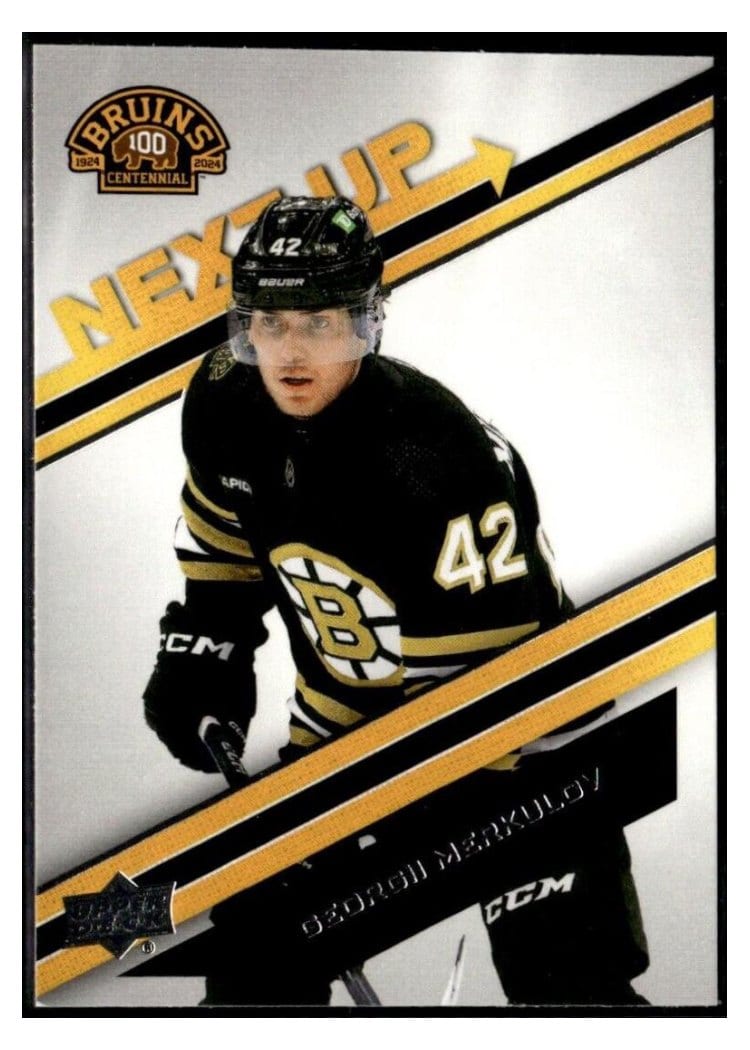 2023-24 Upper Deck Boston Bruins Centennial Next Up! Georgii Merkulov #N-12 card