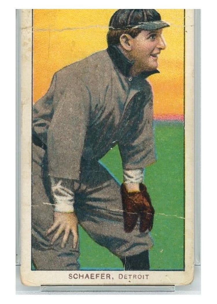 1909 T206 Sovereign 150 Germany Schaefer card