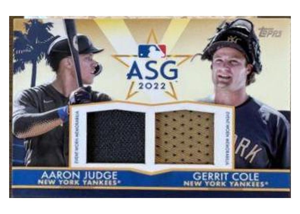 2022 Topps Update All-Star Stitches Dual Gerrit Cole / Aaron Judge #ASSD-JCO card