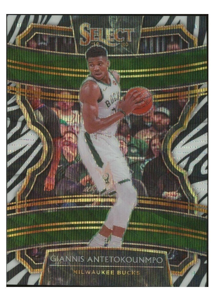 2019-20 Panini Select Base Set Giannis Antetokounmpo Zebra Prizm #22 card