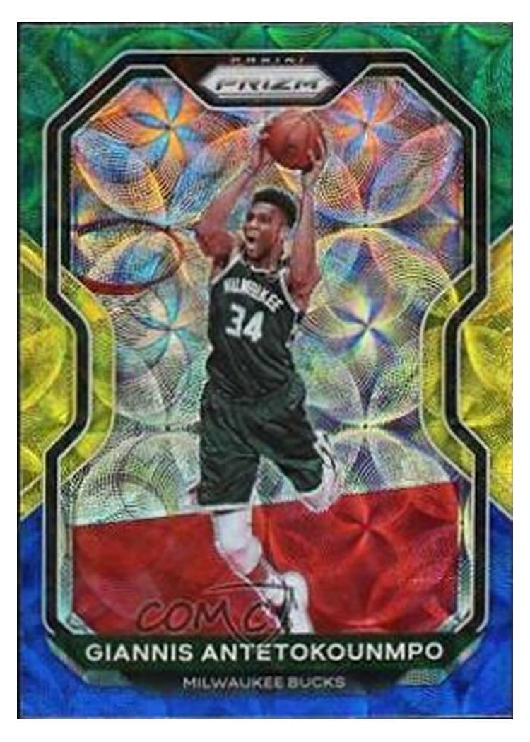 2020-21 Panini Prizm Base Set Giannis Antetokounmpo Choice Blue, Yellow, Green Prizm #111 card
