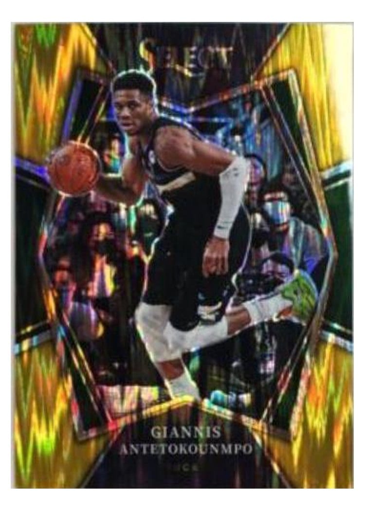 2021-22 Panini Select Base Set Giannis Antetokounmpo Gold Shimmer #140 card