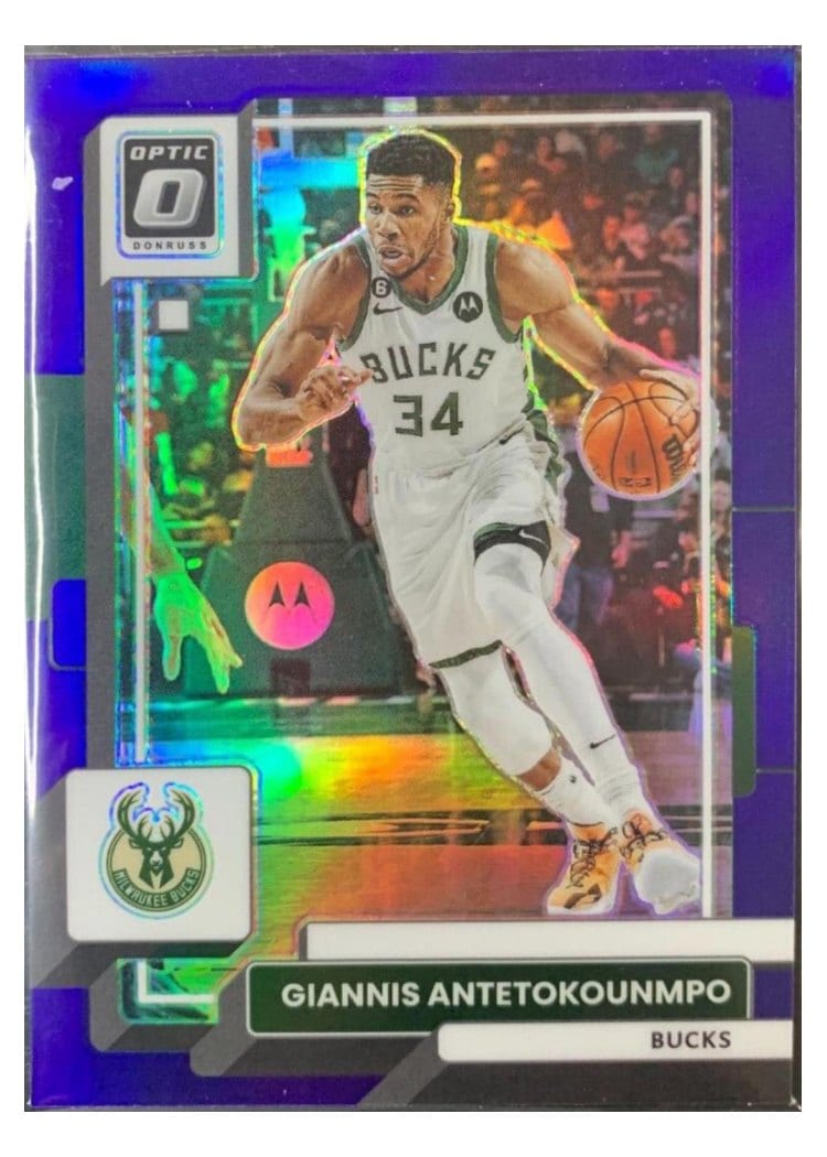 2022-23 Donruss Optic Base Set Giannis Antetokounmpo Purple #75 card